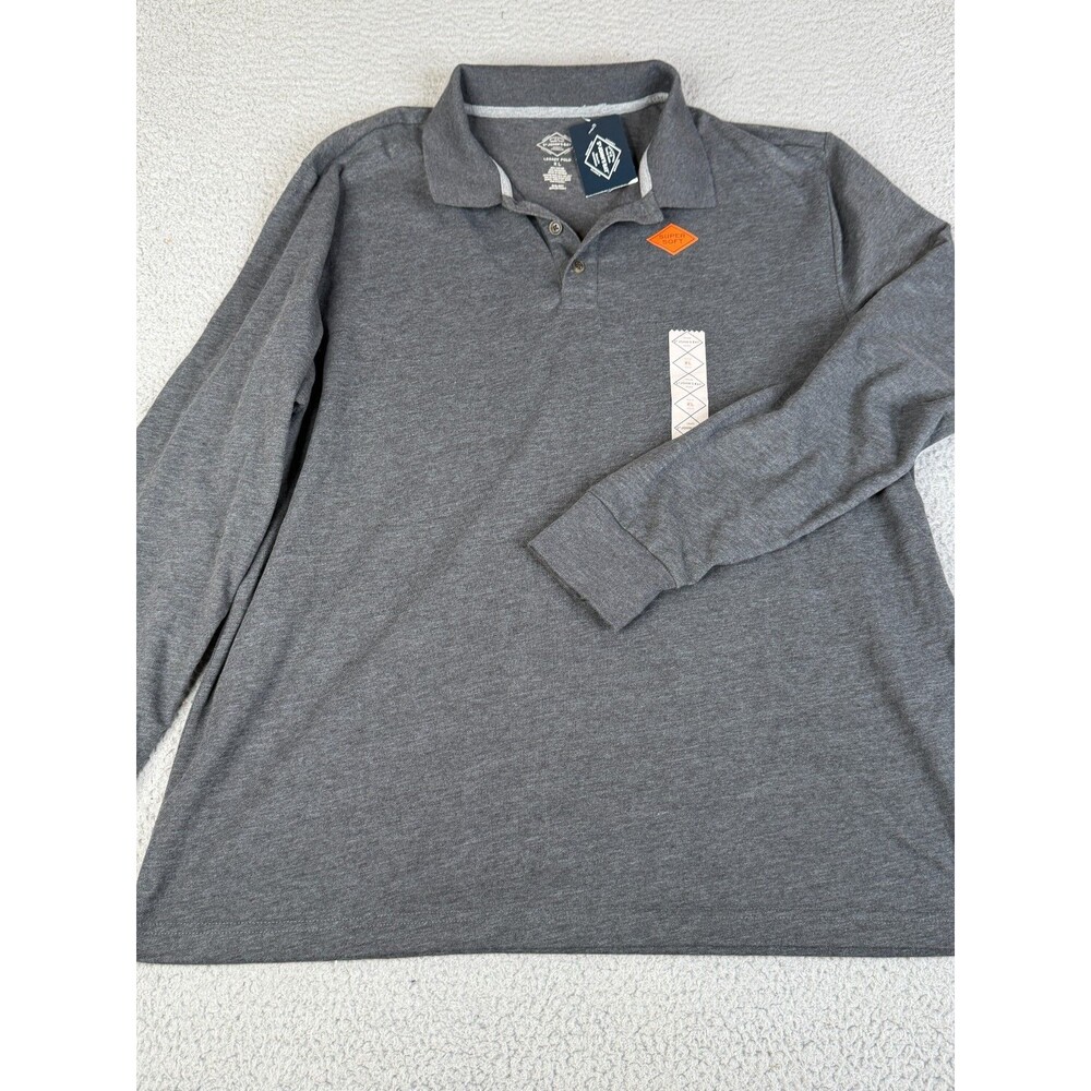 ST. JOHNS BAY  Shirt Mens XL Gray Heather Henley Legacy Long Sleeve New